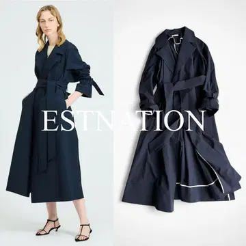 미사용 에스트네이션 태슬 트렌치코트 네이비 38