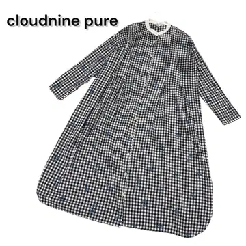 cloudnine pure 블록 체크 자수 클레릭 원피스