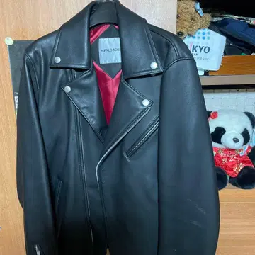 블랙 가죽 더블 라이더 자켓