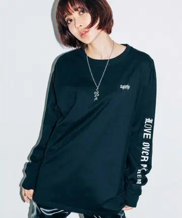 X-girl 블랙 롱 슬리브 T셔츠