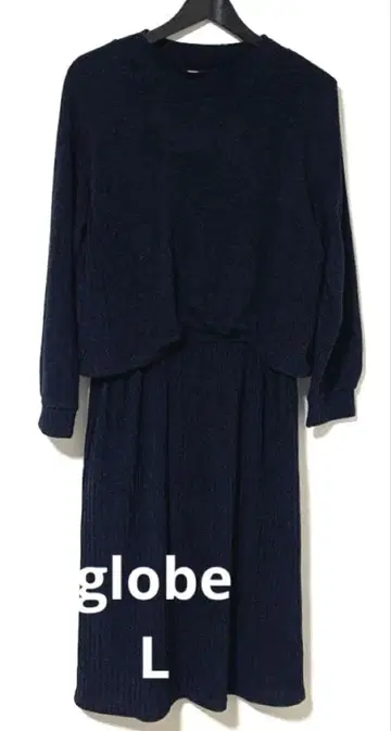 globe 도킹 원피스 다크 네이비 리브 니트 플리츠 사이즈 L