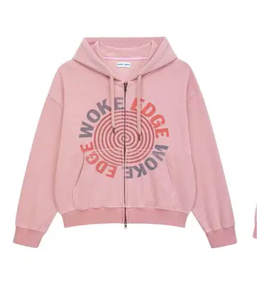 woke edge thermal zip hoodie pink