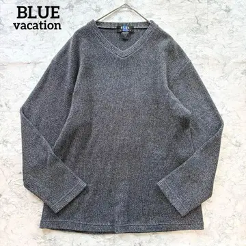 [ BLUE vacation ] 남성용 브이넥 니트 스웨터 심플 그레이