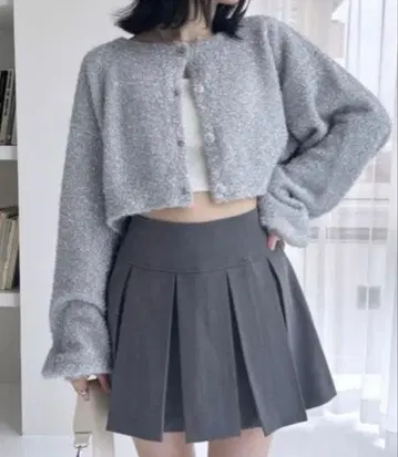 [ 택 포함 새상품 ] Heather 라메 니트 숏 가디건 프리 사이즈