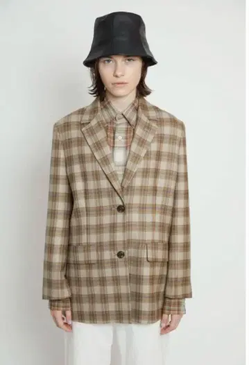 새상품급 체크 무늬 테일러드 자켓