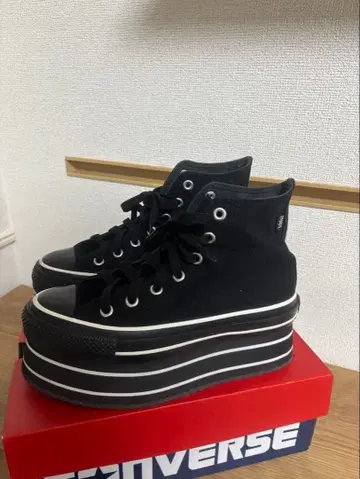 CONVERSE ALL STAR 블랙 하이컷 통굽 스니커즈