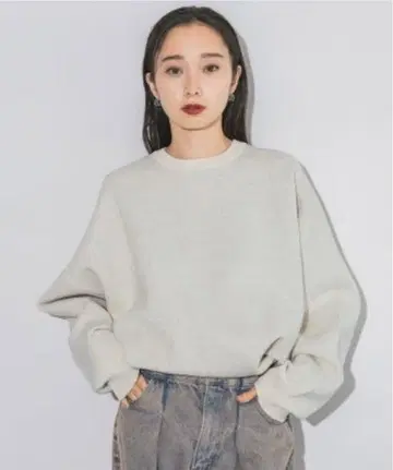 JEANASIS 12G W 자카드 볼륨 슬리브 풀오버