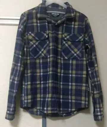 파타고니아 체크 플란넬 셔츠 S 퍼플 메리노울
