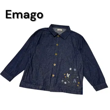 Emago 이마고 데님 자켓 셔츠 자수 꽃무늬 상의