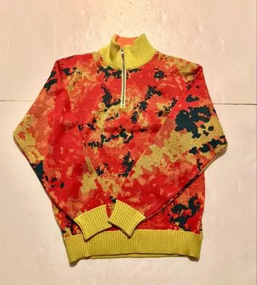 90s PURSER 하프 지퍼 니트 집업 올 패턴 멀티 컬러