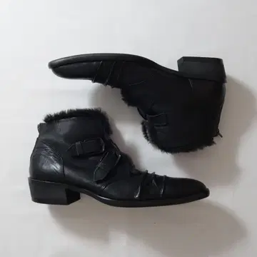 Tornado Mart Fur Belt Leather Boots vkei