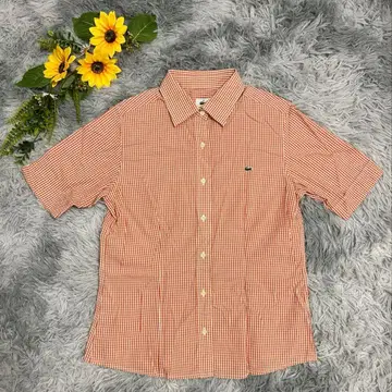 Lacoste 라코스테 반팔 셔츠 체크 오렌지 42 XL 상당
