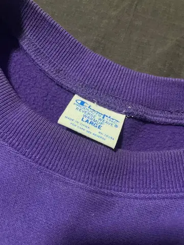 챔피온 리버스 위브 파랑 단색 복각 퍼플 눈 없음 L