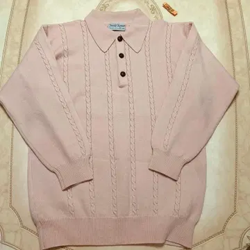 저스틴 로난 핑크 케이블 짜임 니트 스웨터 스코틀랜드제