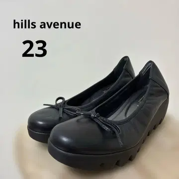hills avenue 23cm 블랙 가죽 웨지 힐 펌프스