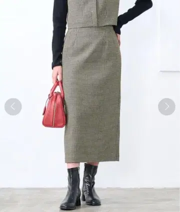 하운드 투스 I라인 내로우 타이트 스커트 그린 라벨 릴랙싱