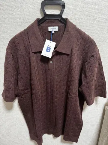 BONBON 브라운 케이블 니트 피케 셔츠 L