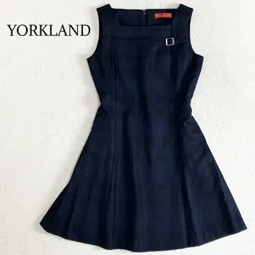 요크랜드 울 슬리브리스 무릎 기장 원피스 체크 무늬 9AR 일본제