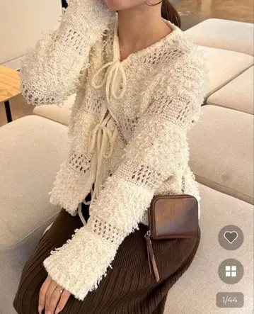 리본 짜임 가디건 누그 nugu