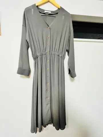 DOUDOU 그레이 셔츠 원피스 긴팔