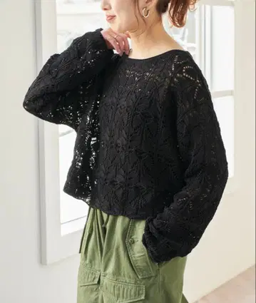 스픽 앤 스팬 기마코튼 시스루 니트 보트넥 니트