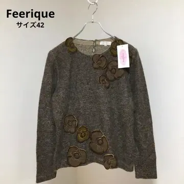 미사용 새상품 [Feerique] 꽃 자수 니트 실크 혼방 스웨터