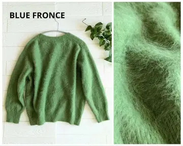 BLUE FRONCE 폭스 캐시미어 그린 크루넥 니트