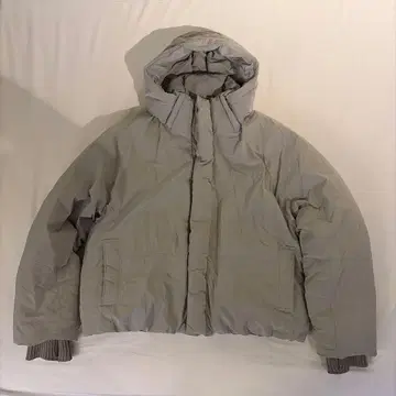 ZARA 후드 부착 숏 다운 자켓 라이트 그레이 USA 사이즈:L