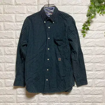 [ 타미힐피거 ] ( M ) 버튼 다운 오픈 카라 셔츠 체크 남성용