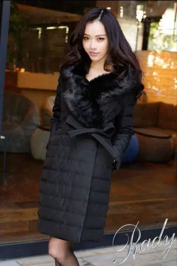 Rady 퍼 후드 퀼팅 다운 코트 레이디