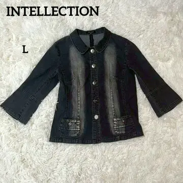 인텔렉션 블랙 데님 자켓 7부 소매 L 40 G