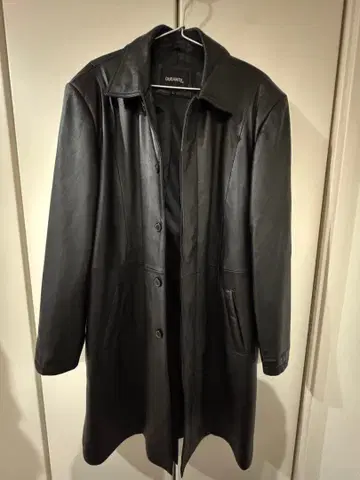 DURANTE 블랙 가죽 코트 L