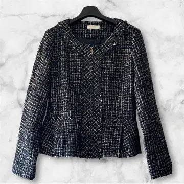 TRUDEA 트루디아 트위드 노카라 자켓 프린지 디자인