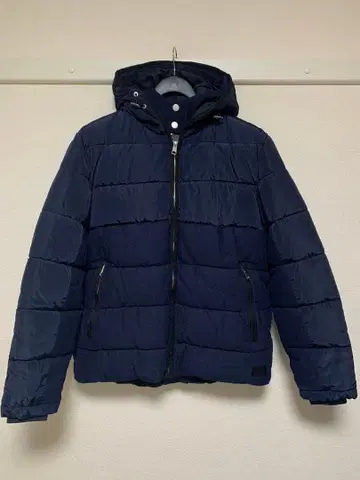 ZARA MAN 후드 부착 충전솜 다운 자켓 XL 사이즈 네이비