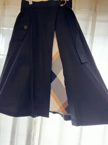 블루 레이블 크레스트브릿지 체크 무늬 랩 스커트 34