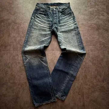 귀 히게 드님 오리존티 데님 팬츠 빨간색 귀 가공 일본제 y2k 31