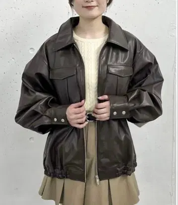 인조 가죽 미들 블루종 archives 아카이브