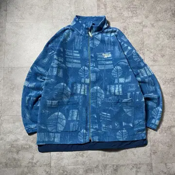 90s 리복 자수 원포인트 벡터 로고 올 패턴 플리스 자켓