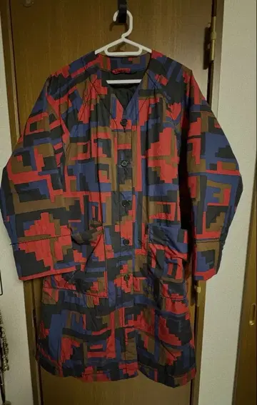 homspun 홈스펀 패치워크 프린트 안감 퀼팅 코트 레드