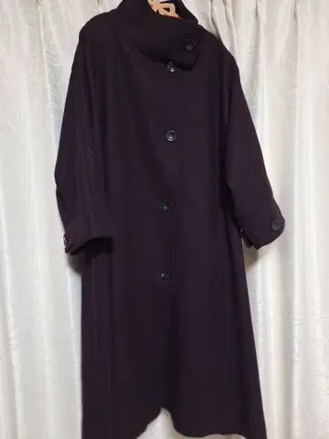 다크 퍼플 롱 코트 허리 벨트 포함