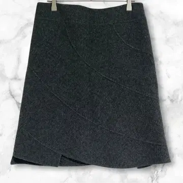 더긴자 다크 그레이 미디 스커트 울 혼방 캐시미어 M 심플 무지