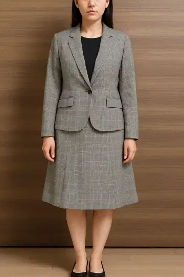 그레이 체크 무늬 수트 3세트