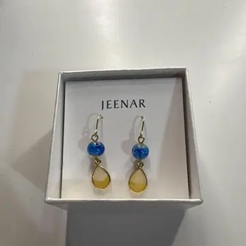 JEENAR 파랑 유리 드롭 귀걸이