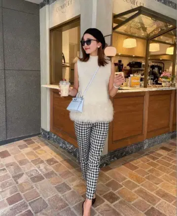 sheller 체크 테이퍼드 팬츠 S 사이즈