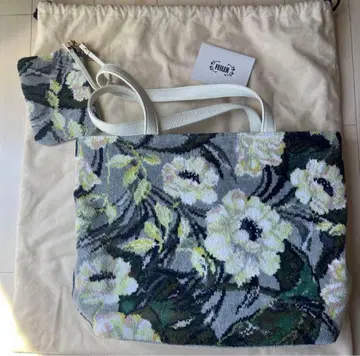 [ 미사용품 ] FEILER 꽃무늬 A4 토트백 파우치 포함