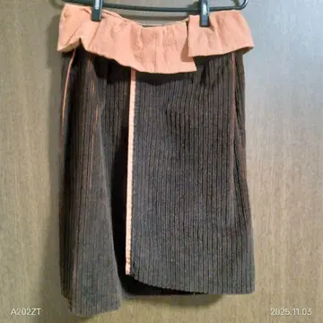 브라운 코듀로이 타이트 스커트