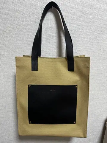 CULLNI Leather Pocket Canvas Tote Bag