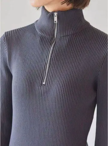 ESICA 하프 ZIP 리브 롱 원피스