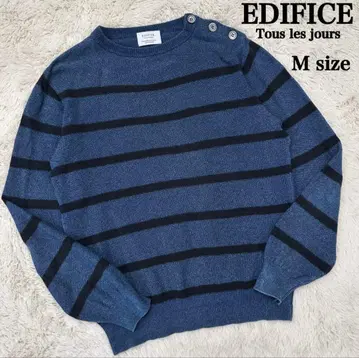[ 새상품급 ] EDIFICE 썸머 니트 M 사이즈 어깨 버튼 보더 블루