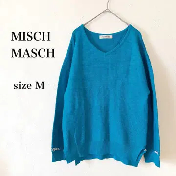 MISCH MASCH 미슈마슈 긴팔 스웨터 니트 블루 소매 비쥬